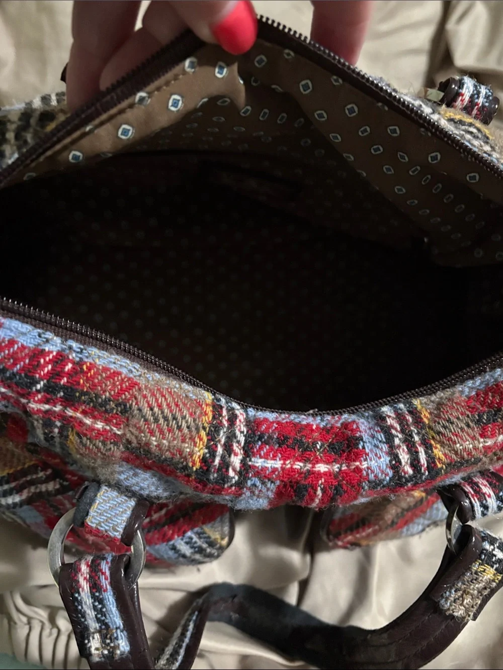 Vera Bradley Red, Blue, Brown Plaid Satchel